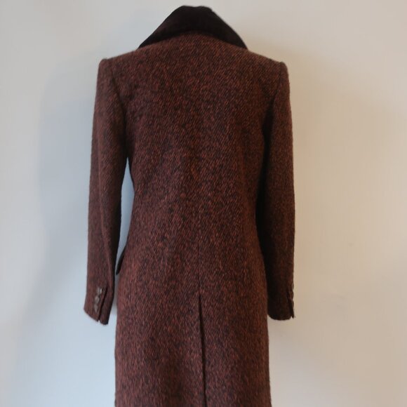 Yves Saint Laurent Black Brown Tweed Boucle Wool Blend Faux Fur Jacket Coat 6 - Picture 10 of 16